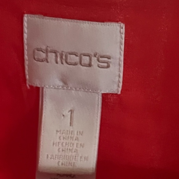 CHICOS High Low Woven Top Women’s Size Small, Red NWOT Button Roll Sleeves - Picture 10 of 14